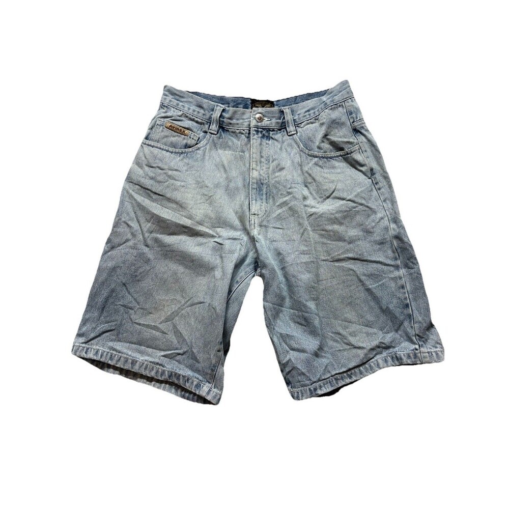 Avirex Jean Shorts Mens 34 Blue Denim Jorts Embroidered Vintage y2k Baggy Skater